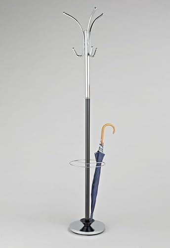 Image of ASPECT CR40BK Oscar Free Standing Metal Coat Rack with Umbrella Base/Chrome and Black, 30x30x182 cm