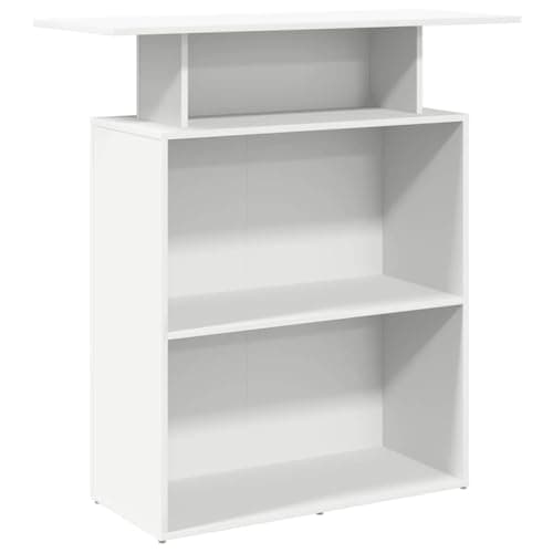 Image of vidaXL Reception Desk/Front Counter Engineered Wood 100x40x104 cm White with Ample Storage for Office/Hotels