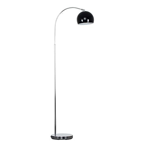 Image of MiniSun | Modern Designer Style Polished Chrome Floor Lamp with a Gloss Black Light Shade | Floor Lamps & Torchieres, Home Décor & Improvement Essential | Includes 6W LED E27 Light Bulb
