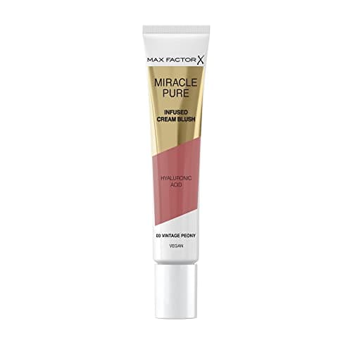 Image of Max Factor Miracle Pure Cream Blush 03 Vintage Peony, Moisturising, Plumps & Hydrates, Buildable Glow, Infused with Hyaluronic Acid & Squalene, Fresh & Healthy Looking Skin, 100% Vegan
