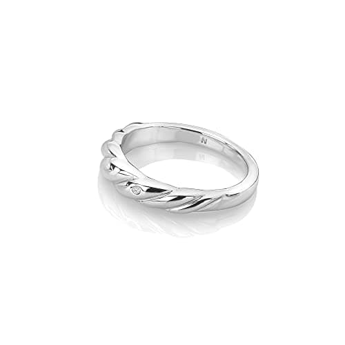 Image of Hot Diamonds Twist Silver Ring for Women – 4 mm Sterling Silver Stackable Diamond Ring Most Loved Collection Size M