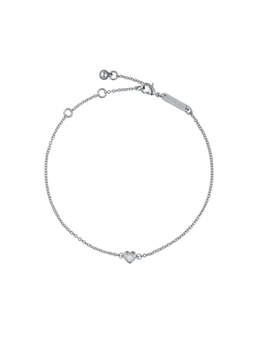 Image of Ted Baker Halle Mini Crystal Heart Adjustable Bracelet for Women (Silver/Crystal)