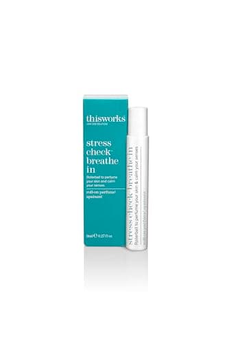 Image of This Works Stress Check Breathe In, 8 ml - 100% Natural Essential Oil Rollerball for Relaxation - Calming Pulse Point Aromatherapy Roll On Infused with Eucalyptus, Frankincense and Lavender