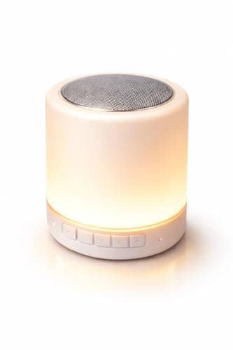 Image of AUREKO LED Night Light with Bluetooth Speaker, Colour Changing Mood Light, USB Rechargeable Bedside Table Lamp, 3-Colour Dimmable for Bedroom & Nursery