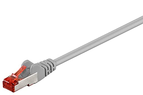 Image of goobay 92732 CAT 6 cable Lan network cable for Gigabit Ethernet S-FTP double shielded patch cable with RJ45 plug, 0.5m, grey