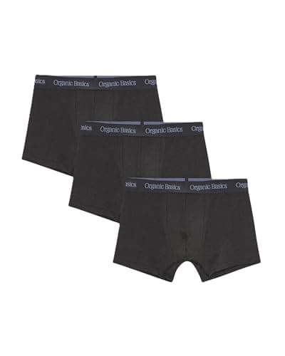 Image of Organic Basics Men's Core Organic Cotton Boxer Trunk Underwear 3-Pack, Black/Stone Blue, L
