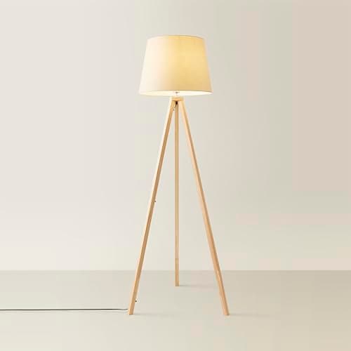 Image of MiniSun | Modern Light Wood Tripod Design Floor Lamp with a Beige Tapered Shade | Floor Lamps & Torchieres, Home Décor, Improvement & Lifestyle Essential