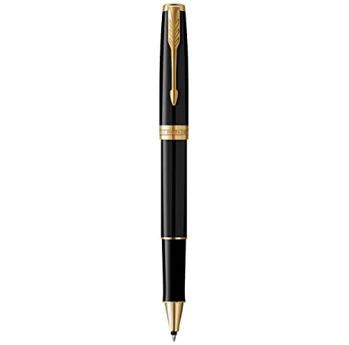 Image of Parker Sonnet Rollerball Pen | Black Lacquer with Gold Trim | Fine Point Black Ink | Gift Box