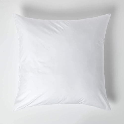 Image of HOMESCAPES White Pure Egyptian Cotton Euro Size Pillowcase 60 x 60 cm 200 TC 400 Thread Count Percale Equivalent Large Square Pillow Case with Zip Pack of 2