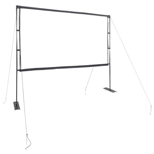 Image of vidaxl 120-inch projection screen with stands - portable matte surface, polyester material, ideal for home cinema, office presentations, and classroom use 16:9