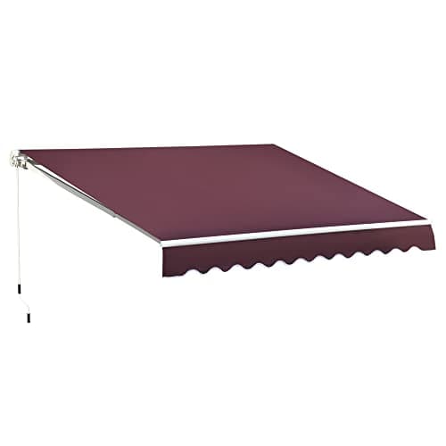 Image of Outsunny 3m x 2.5m Garden Patio Manual Awning Canopy Sun Shade Shelter with Winding Handle Retractable Red