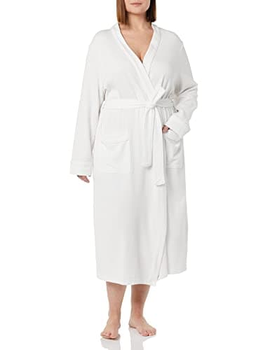Image of Amazon Essentials Women's Lightweight Waffle Full-Length Robe (Available in Plus Size), White, L