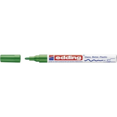 Image of edding 751 gloss paint marker - green - 1 paint marker - round tip 1-2 mm - paint pen for glass, pebbles, wood, plastic, paper - waterproof, high coverage