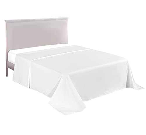 Image of Non Iron Plain Dyed Percale Flat Sheet 180 Thread Count Polycotton (Single, White)