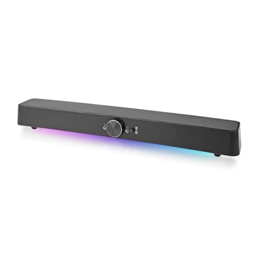 Image of Nedis Gaming Soundbar Speaker, 30W, RGB Illuminated, USB Powered, Bluetooth, 3.5mm Input, Pass-Through Headset Function, Multi-Colour LED Lighting for Immersive Gaming Setup - Black