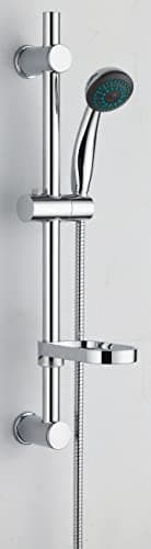 Image of VeeBath Dura Round Shower Riser Rail Kit, Wall Mounted Shower Slide Bar with Soap Dish Bracket Chrome Adjustable Shower Head Holder Bar for Bathroom