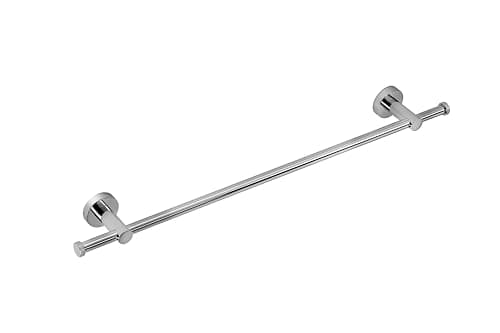 Image of Croydex Chrome Wall Mounted Modern Towel Rail - Durable Stainless Steel Towel Holder with Flexi-Fix 'X' Plate, No Drilling Required, Part of Knightsbridge Bathroom Accessories Collection