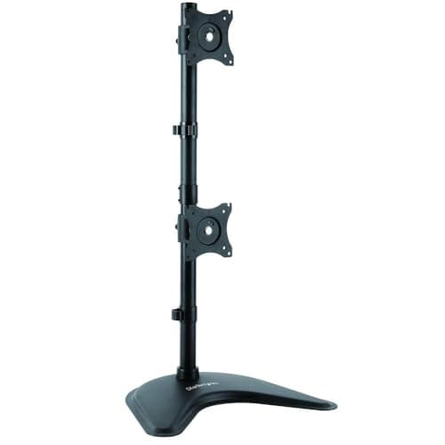Image of StarTech.com Vertical Dual Monitor Stand - Supports Monitors 13” to 27” - Adjustable - Computer Monitor Stand for Double Stacked VESA Monitors - Black (ARMBARDUOV)