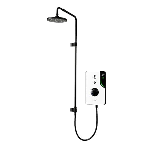 Image of Triton Showers ENlight® | UNIQ® | Thermostatic Electric Shower | 9.5 kW | Smart | Digital | with Black Showerhead & Anti Twist Hose | White | Overhead Shower