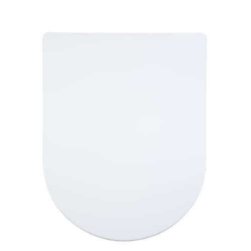 Image of AQUALONA® Luxury Duroplast Toilet Seat – Strong and Durable - D Shaped, Soft Close - Ceramic Appearance - Scratch Resistant - Dual Button Hinge Release - Click, Lift & Clean Technology (White)