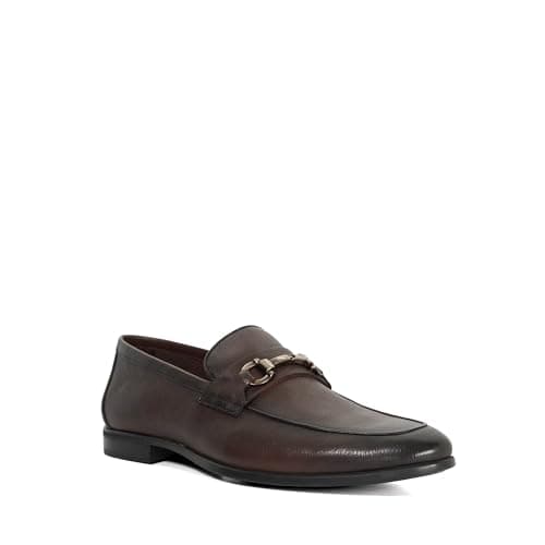 Image of Dune London Mens Seymore Leather Wide Fit Snaffle Loafers Size UK 10 Brown