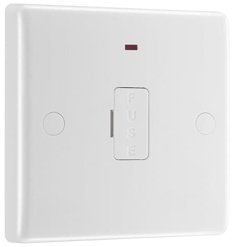 Image of BG Electrical Unswitched Fused Connection Unit with LED Power Indicator and Flex Outlet, Fused Spur Unit, Double Pole, Round Edge, Nexus 800 Series, White Moulded, 13A, 857