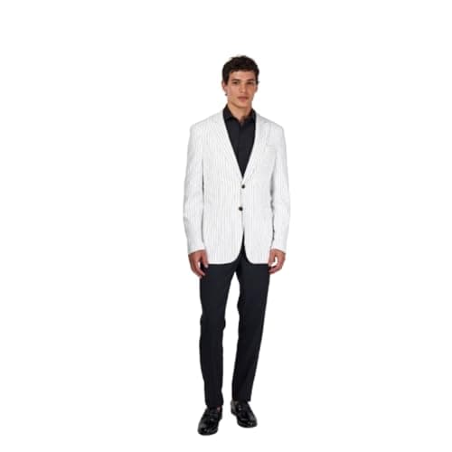 Image of Xposed Lloyd – White Pinstripe Pure Linen Jacket [BLZ-SIN-LLYOD-WHITE-40 UK]