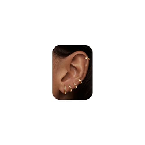 Image of MILACOLATO Small Hoop Earrings for Women Men Surgical Steel Cartilage Huggie Earrings Snug Lobes Nose Ring Lip Ring Daith Helix Piercing Jewellery Tiny Hoop Hinged Sleeper Earrings 6/7/8/9/10MM 5G