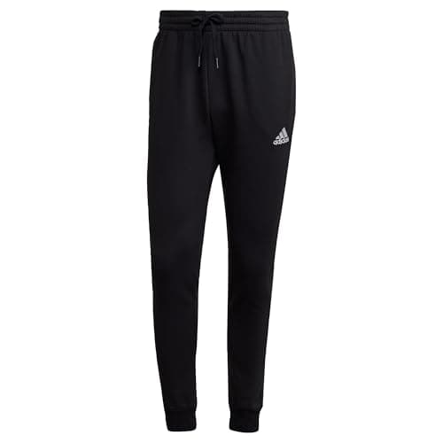Image of adidas Men's Essentials Fleece Regular Tapered Pants, Black / White, S