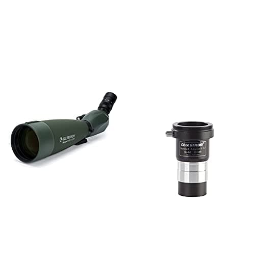 Image of Celestron 52306 Regal M2 100ED Spotting Scope & 93640 1.25 Inch Universal Barlow and T-Adaptor, Silver/Black