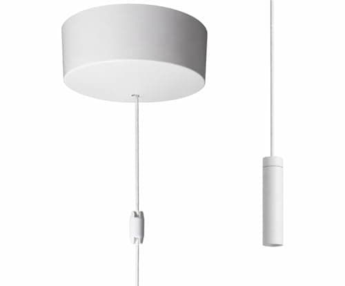 Image of White Bathroom Ceiling Light Pull Cord Switch 2 way 6A with Slim White Modern Pendant