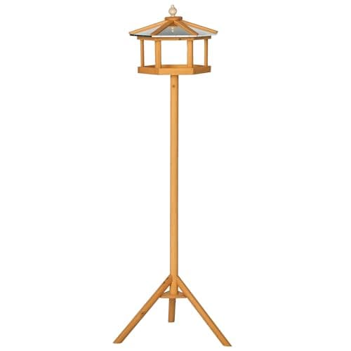 Image of PawHut Portable Wooden Bird Feeder Station with Stand for Garden, Patio or Balcony