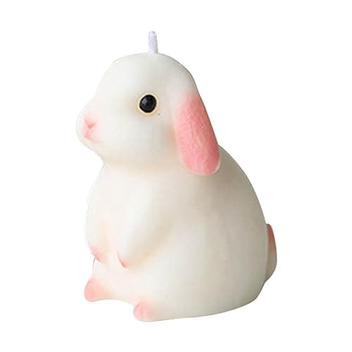 Image of Alomejor White Bunny Candle Soy Wax Rabbit Scented Candle Adorable Ornament English Pear Freesia Fragrance, Birthday Souvenir Gift, Bedroom Bathroom