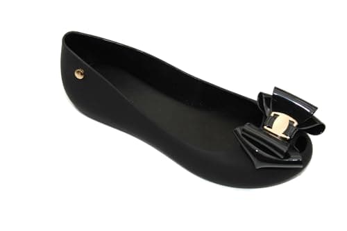 Image of Womens Ladies Flat Peeptoe Casual Office Jelly Bow Slip ON Shoes Ballerina Pumps (Black, UK Footwear Size System, Adult, Women, Numeric, Medium, 3)