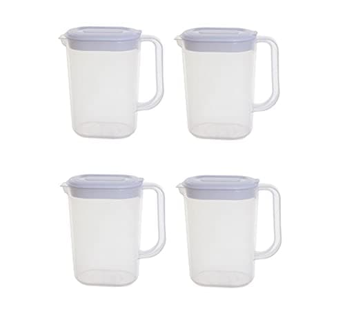 Image of Set of 4 plastic Fridge Jugs 1.5L Slimline Whitefurze Easy Pour Water Milk Squash Jug