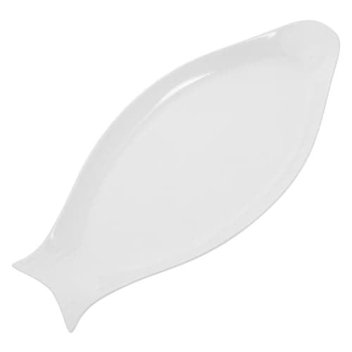 Image of HEMOTON Oval Fish Plate 15.75 Inch Ceramic Steamed Fish Dish Household Serving Platter for Kitchen and Party Snacks