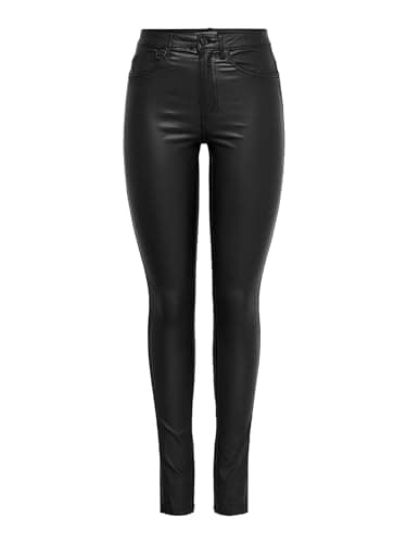 Image of ONLY Women's Onlroyal Hw Sk Rock Coated Pim Noos Skinny Jeans, Grey (Black), (Manufacturer size: L/32")