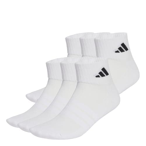 Image of adidas Unisex Cushioned Essentials Ankle Socks 6 Pair Pack, white/white/black, 6.5-8