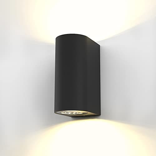 Image of B.K.Licht Outdoor Up Down Wall Light, Waterproof Wall Lights for Interior or Exterior, Included 2X 5W GU10 Bulbs, Black