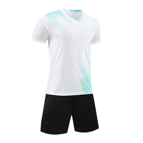 Image of InfiniZer Kids Football Kit for Boys Girls Age 3-12, Quick Dry Soccer Jersey Set, Breathable Sports Outfit with Shorts & T-Shirt, Youth Training Uniform (White, XS(9-10 Years))