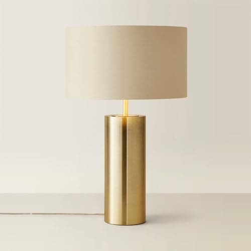 Image of ValueLights | Antique Brass Single Stem Touch Dimmer Light Table Lamp with Beige/Gold Shade | Home Décor, Bedside & Desk Lamp | Includes Bulb
