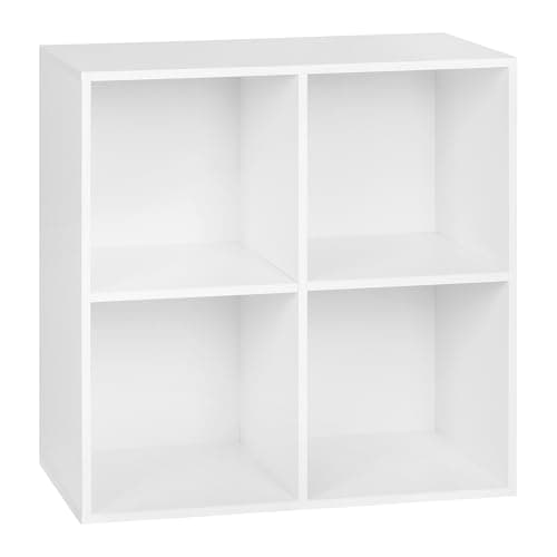 Image of WOLTU Bookcase,White Bookshelf 4 Storage Cubes Shelves Units, Wooden Cube Units Bookcases for Bedroom,Living Room,Kids Room