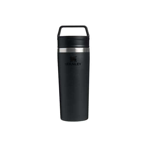 Image of STANLEY 1913 Cafe to-Go Travel Mug 0.47L - Keeps 5 Hours Hot - 6 Hours Cold - Stainless Steel Thermal Mug - Dishwasher Safe - Easy-Carry Handle - Insulated Coffee Cup - Black 2.0