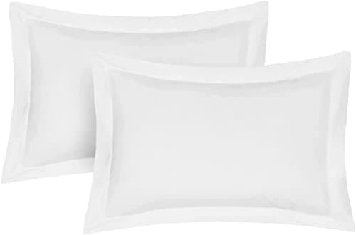 Image of Pillow Shams 2 Pack Oxford Pillowcases, 100% Cotton Ultra Soft Premium Quality Bedroom Pillow Case Cover - Decorative Standard Pillow Covers - (White)