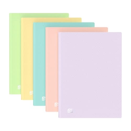 Image of Oxford A4 Display Book, Lightweight & Flexible Folder for Student and Office, Opaque Assorted Pastel Colours, Presentation and Document Organizer, Pack of 5 x 20 Pockets