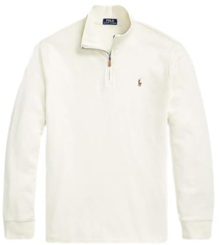 Image of Polo Ralph Lauren Mens Long Sleeve Fleece Quarter Zip Sweatshirt, Rl Parchment Cream, XXL