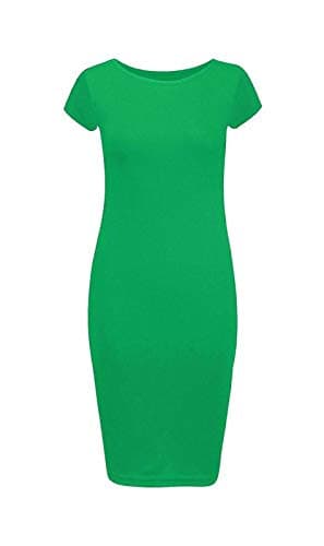 Image of Colop Ladies Womans Cap Sleeve Midi Dress Bodycon Summer Maxi Midi Dress Plus Size (Jade Green, 12-14)