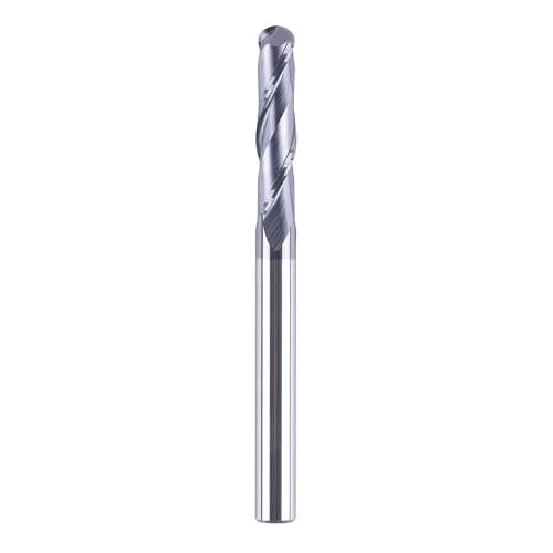 Image of SpeTool Ball Nose Carbide End Mill 1/4 inch Shank CNC Router Bit, 2-Flute Spiral Milling Cutter for 3D Contouring and Engraving, HRC55 TiAlN Coated for Stainless Steel & Alloy, 3" Total Length