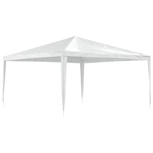 Image of vidaXL White Party Tent | Outdoor Gazebo Marquee Canopy | UV and Water- Polyethylene Material | Heavy-Duty Iron Frame | Easily Assembled 4x4m
