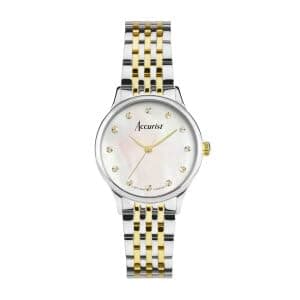 Image of Accurist Dress Ladies 28mm Quartz Watch in White Mother of Pearl with Analogue Display, and Two Tone Stainless Steel Strap 77006